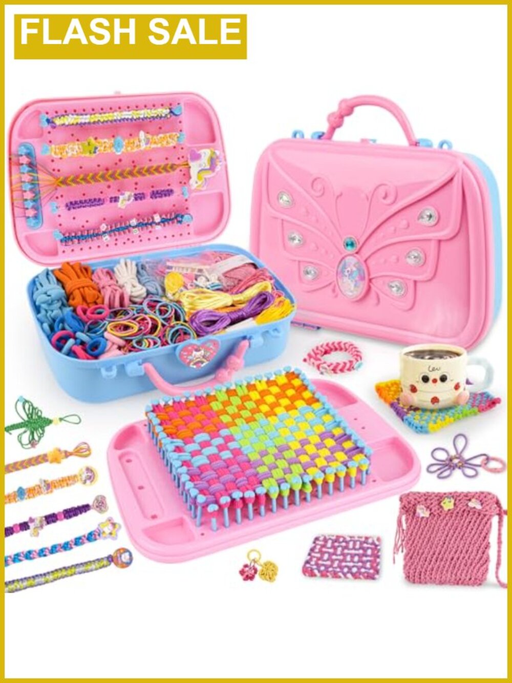 6-in-1 Weaving Loom Bracelet Making Kit 500+ Pcs DIY Craft for Kids